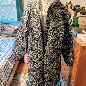 Torrid Plus Size Women's Leopard Print Longline Puffer Jacket W/Hood